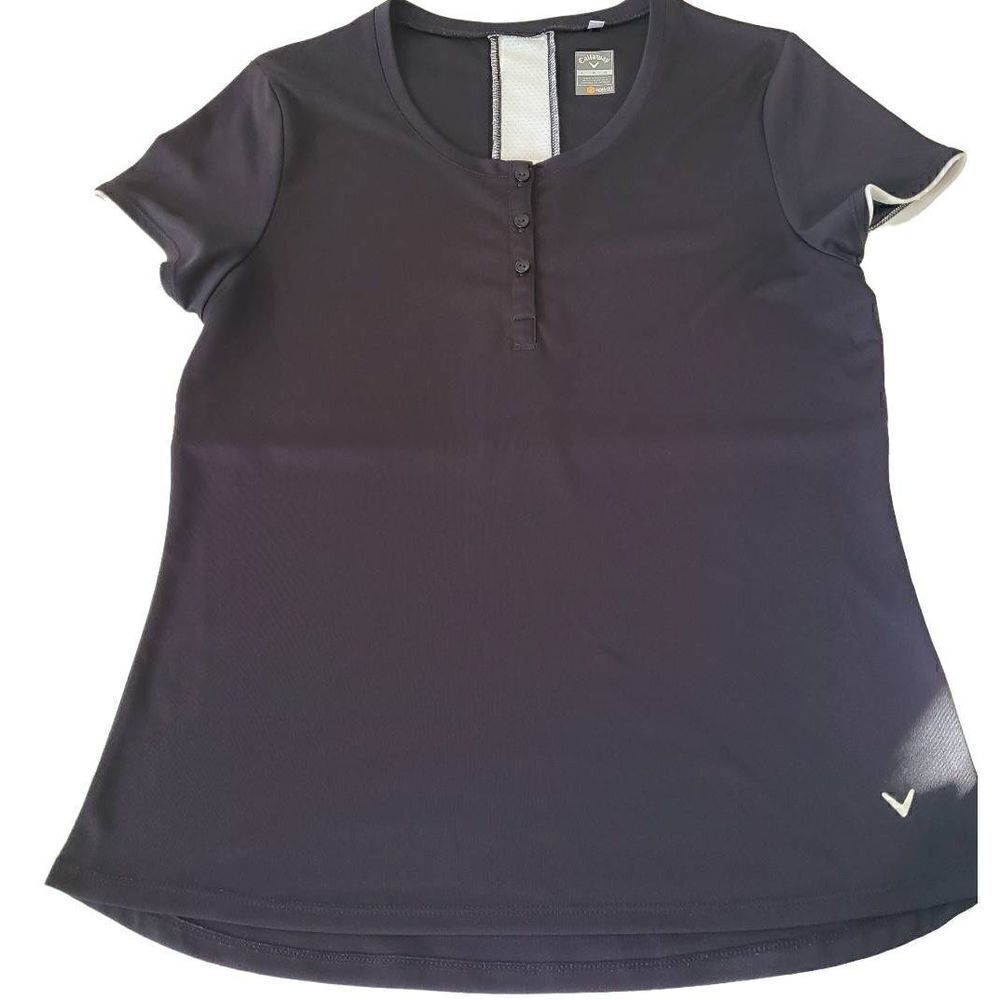 Callaway Opti Dri Womens Black Henley Athletic Golf Top Large